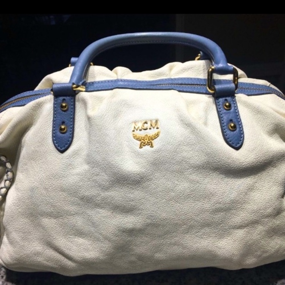 MCM creme leather satchel handbag (Authentic)
